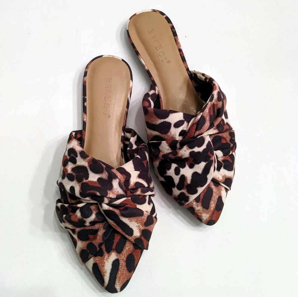 leopard print mules slides size 5.5 new
